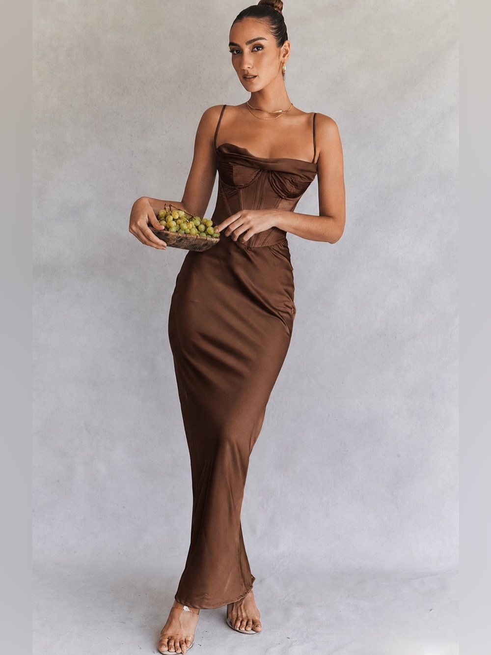 🇺🇸FIRM PRICE🇺🇸 House of CB CHARMAINE Chocolate Corset Maxi Dress